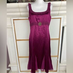 Antonio Melani Romantic magenta all silk satin & chiffon lined dress Romantic💝